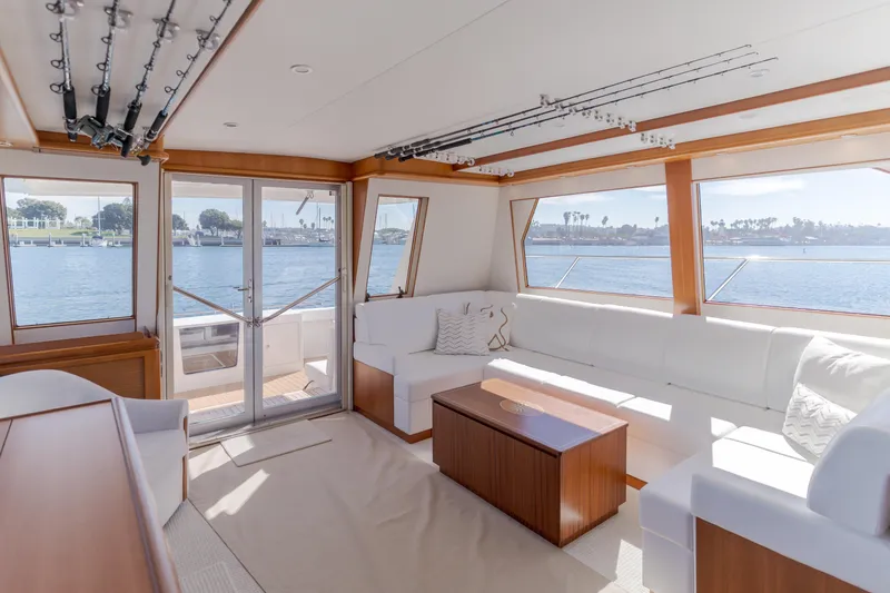 Slide: The Image of Luxurious interior of 2006 West Bay 64 yacht with panoramic water views. - 49
