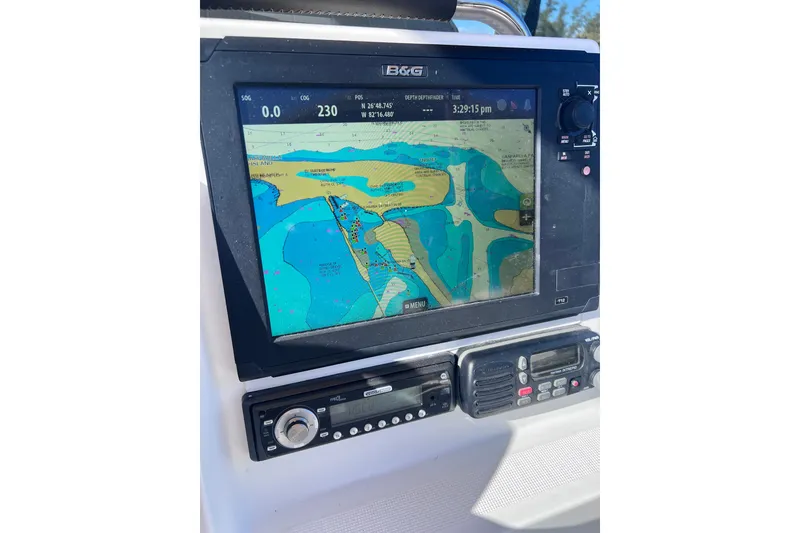 Slide: The Image of Navigation system on 1998 Cape Horn 23 Cape Bay boat displaying nautical chart. - 28