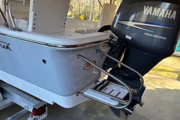 Slide: The Image of 2012 Seafox 220XT boat with Yamaha four-stroke engine, rear view on trailer. - 5