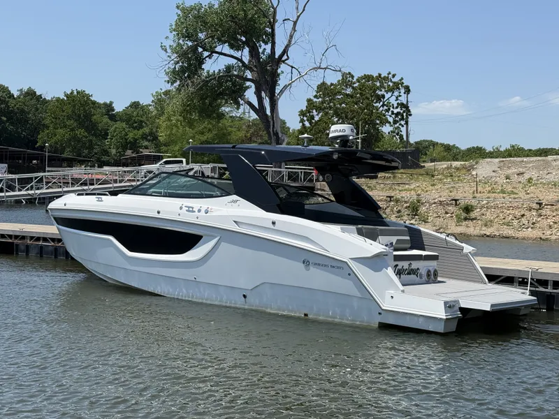 The Image of 2020 Cruisers 38 GLS yacht docked, sleek modern design. - 1