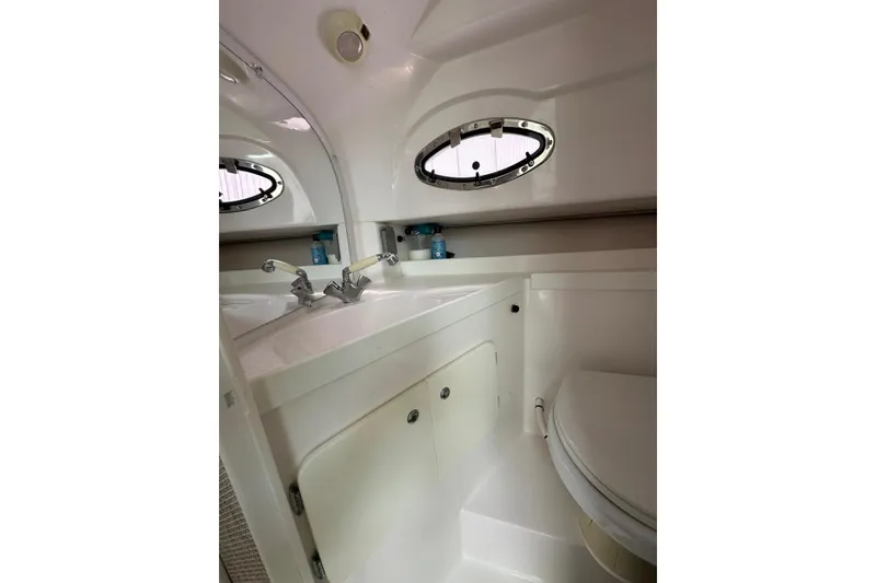 Slide: The Image of 2020 Stamas 326 Aegean boat bathroom interior with sink and porthole window. - 9