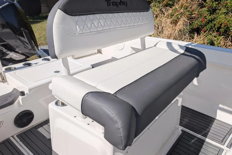 Slide: The Image of 2025 Bayliner Trophy T22CC boat seat with sleek, modern design and comfortable upholstery. - 15