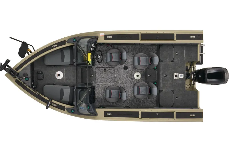 Slide: The Image of 2026 Tracker Targa V-18 Combo boat, red exterior, parked on a snowy street. - 8