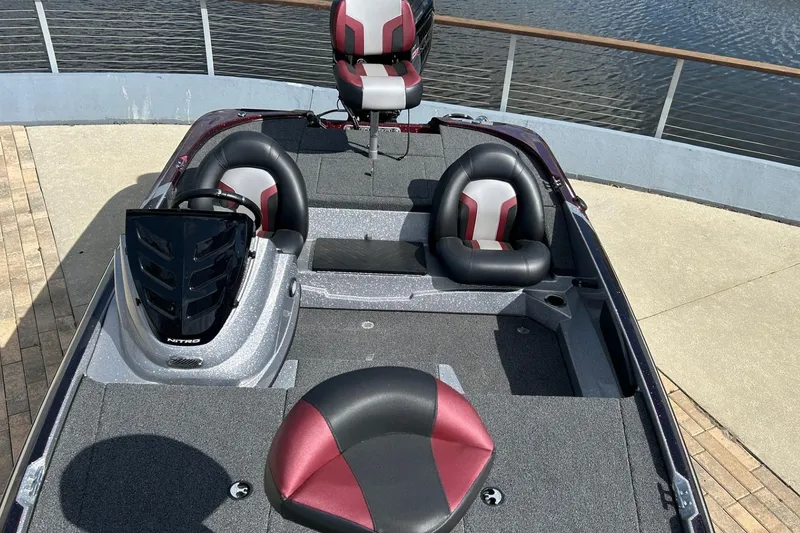 Slide: The Image of 2025 Nitro Z17 boat interior with stylish seating and sleek design. - 4
