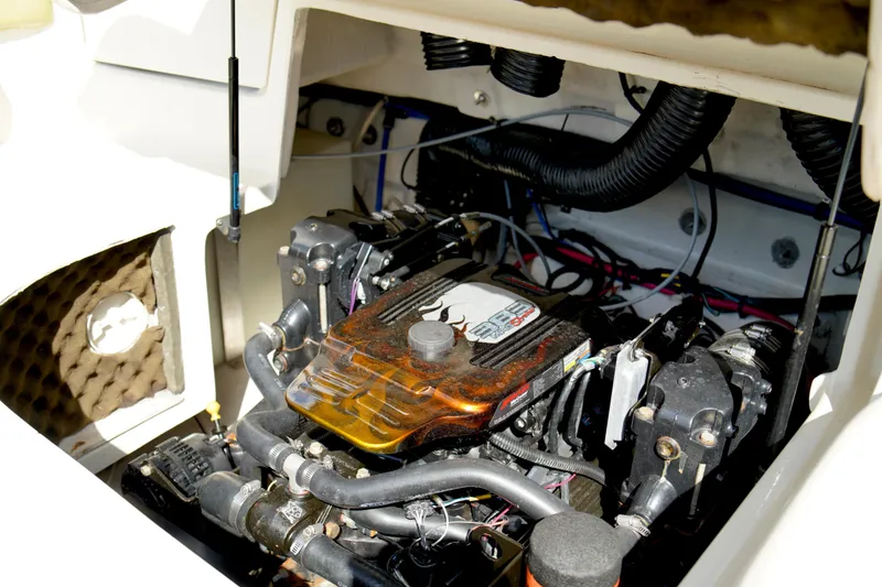 Slide: The Image of Engine compartment of a 2005 Sea Ray 240 Bow Rider boat. - 21