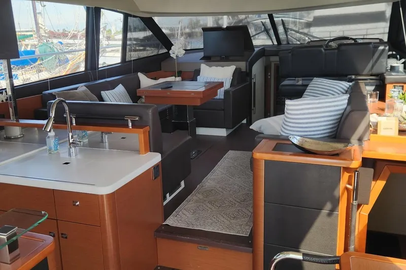 Slide: The Image of Luxurious interior of 2016 Jeanneau Prestige 50 yacht with modern furnishings and elegant design. - 3