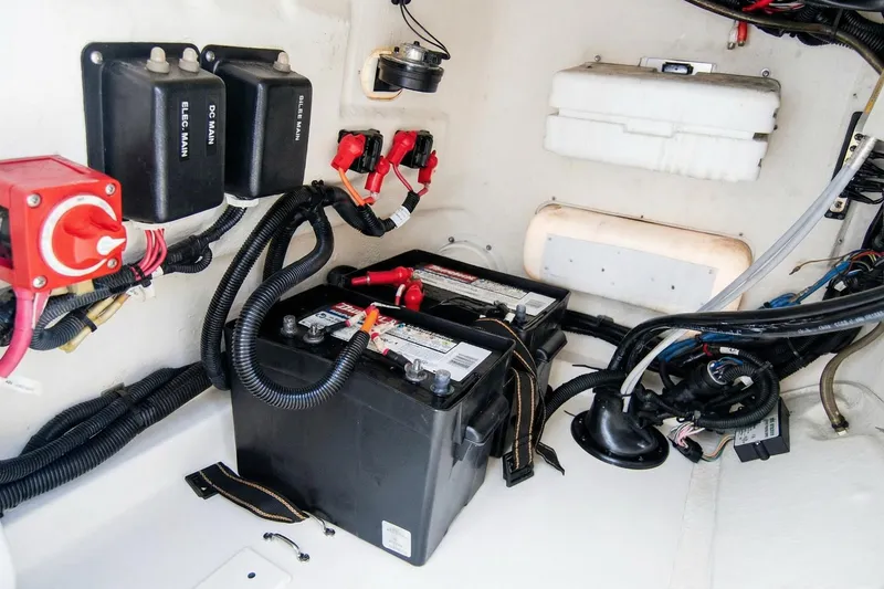 Slide: The Image of Storage compartment of a 2020 Boston Whaler 190 Montauk boat, open and empty. - 21