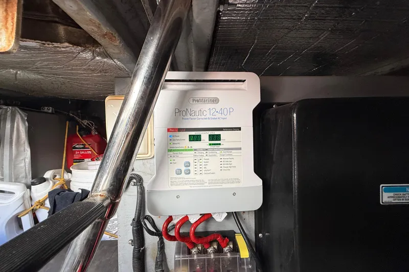 Slide: The Image of ProNautic 12-40P charger in 1999 Sea Ray 410 Express Cruiser engine room. - 30
