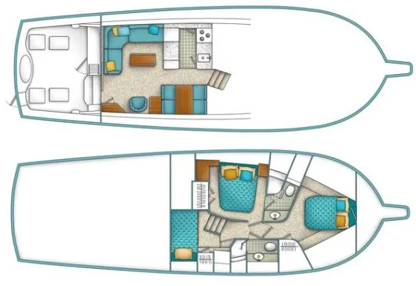 Slide: The Image of 2007 Ocean Yachts 46 Super Sport interior layout diagram. - 11