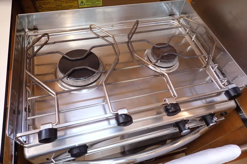 Slide: The Image of Stainless steel stove in 2018 Jeanneau Sun Odyssey 389 yacht kitchen. - 105