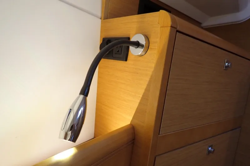 Slide: The Image of Flexible reading light on Jeanneau Sun Odyssey 389 yacht, 2018 model, wooden interior. - 147