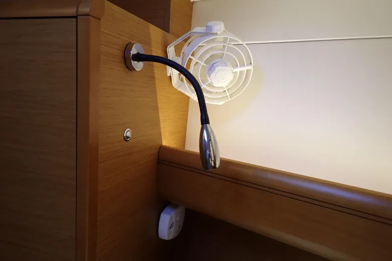 Slide: The Image of Interior of 2018 Jeanneau Sun Odyssey 389 with reading light and fan. - 148
