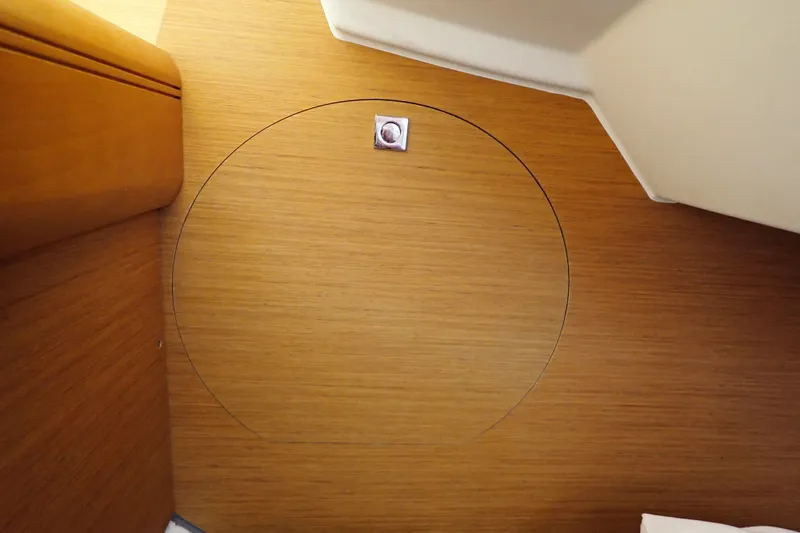 Slide: The Image of Wooden interior detail of 2018 Jeanneau Sun Odyssey 389 yacht cabin. - 153