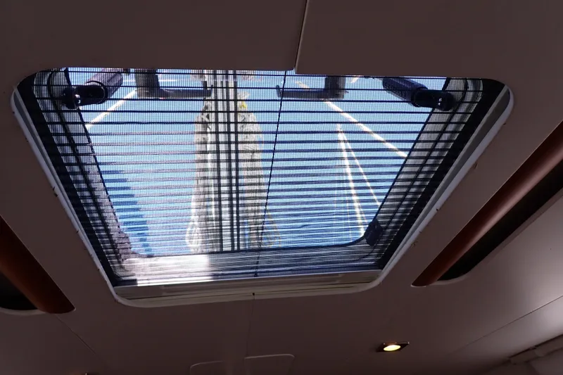 Slide: The Image of Interior view of Jeanneau Sun Odyssey 389 skylight, showcasing the 2018 model's design. - 190