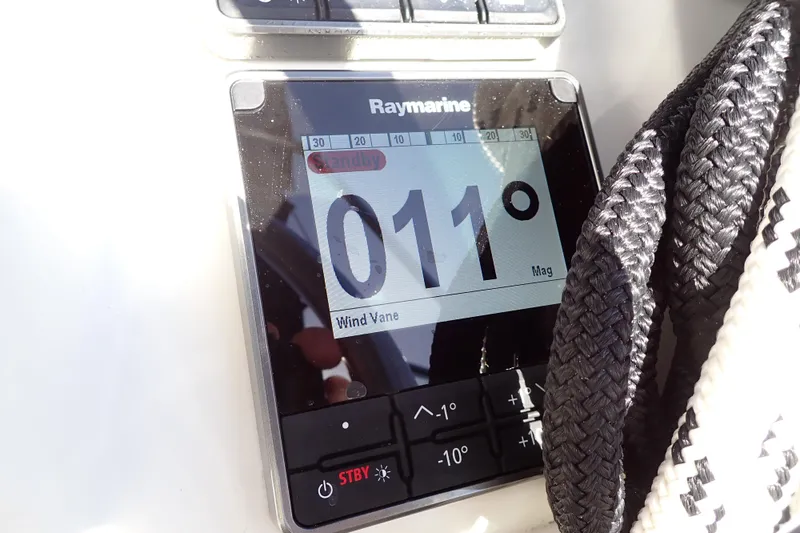 Slide: The Image of Raymarine display on 2018 Jeanneau Sun Odyssey 389 showing 011° magnetic heading. - 25