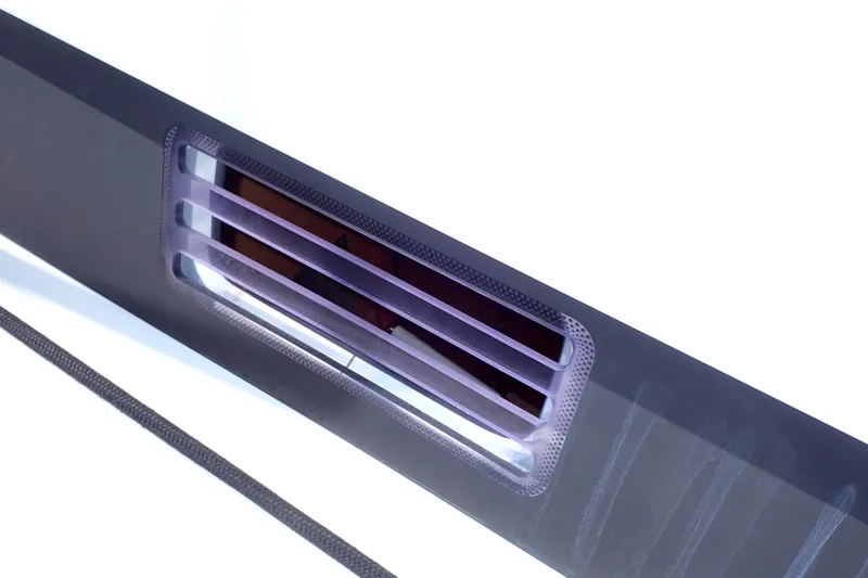 Slide: The Image of Close-up of Jeanneau Sun Odyssey 389 yacht window, 2018 model, showcasing sleek design. - 45