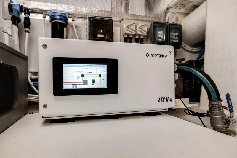 Slide: The Image of Spot Zero water filtration system in 2024 Maritimo M55 yacht engine room. - 53