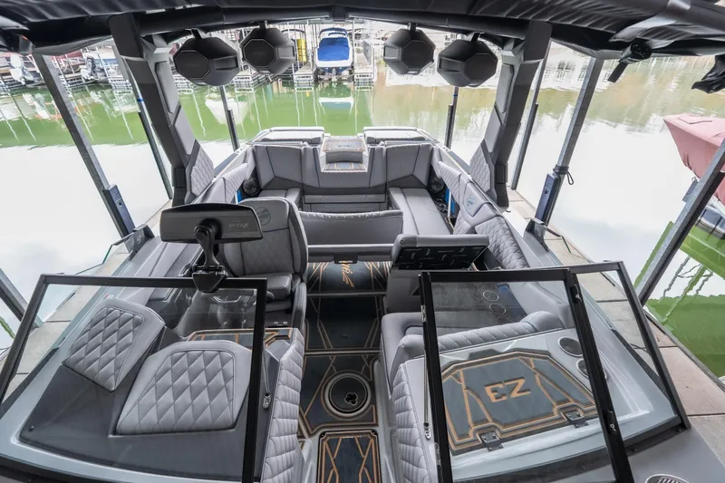 Slide: The Image of Luxurious interior of 2026 Tigé Z3 boat with modern seating and sleek design. - 29