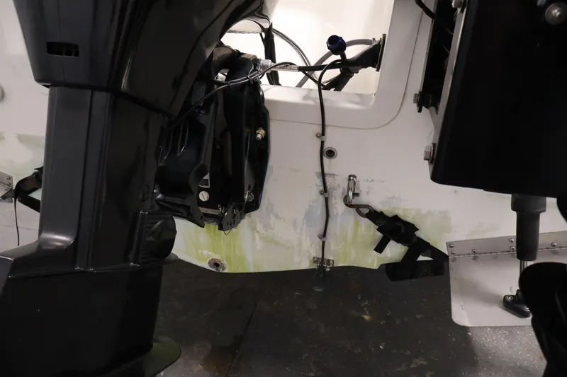 Slide: The Image of 2004 Trophy 2002 Walkaround boat engine and transom detail. - 68