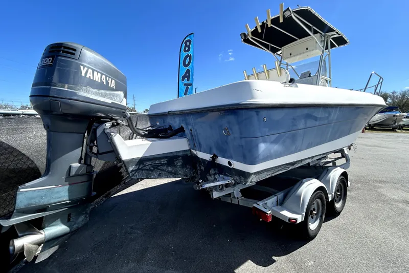 Slide: The Image of 2004 Hydra-Sports Lightning 230 CC boat with Yamaha outboard motor on trailer. - 3