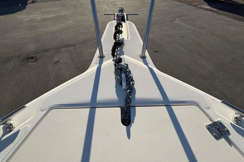 Slide: The Image of Bow of 2004 Hydra-Sports Lightning 230 CC with anchor chain on deck. - 45