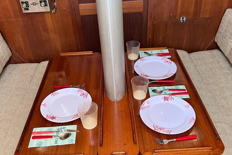 Slide: The Image of Set table inside a 1980 Shannon 28 yacht. - 12