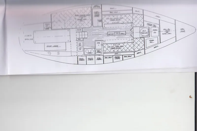 Slide: The Image of Floor plan of the 1980 Shannon 28 sailboat. - 19
