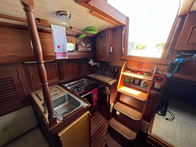 Slide: The Image of Interior of a 1980 Shannon 28 yacht with wooden fittings. - 7