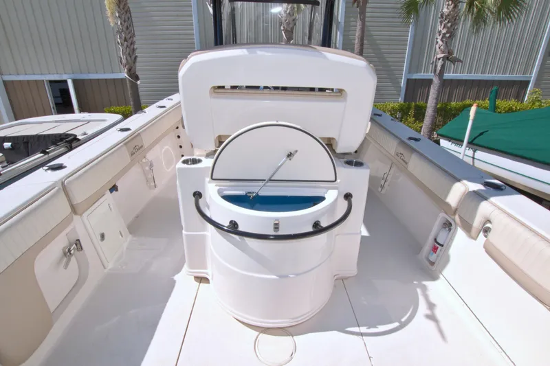 Slide: The Image of 2018 Sea Chaser 27 HFC boat interior with open storage compartment. - 13