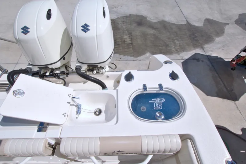 Slide: The Image of 2018 Sea Chaser 27 HFC boat with dual engines and fishing station. - 37