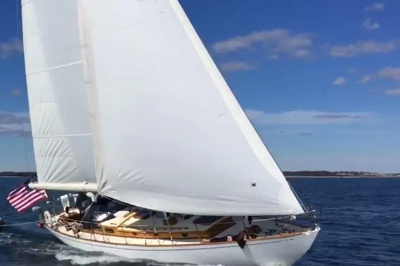 Slide: The Image of Sailing yacht Sparkman & Stephens Custom 46, 1959, gliding on open water. - 5