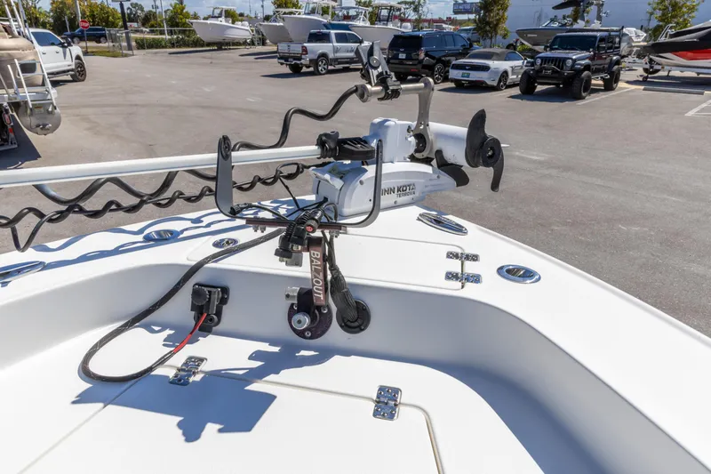 Slide: The Image of 2022 Crevalle 24 HCO boat with Minn Kota Terrova trolling motor in parking lot. - 22