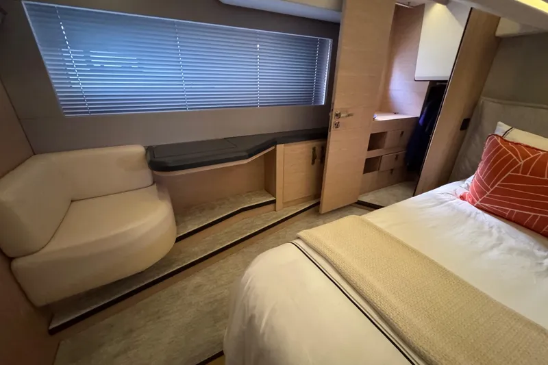 Slide: The Image of Luxurious interior of 2020 Beneteau Monte Carlo 52 yacht with modern furnishings. - 26