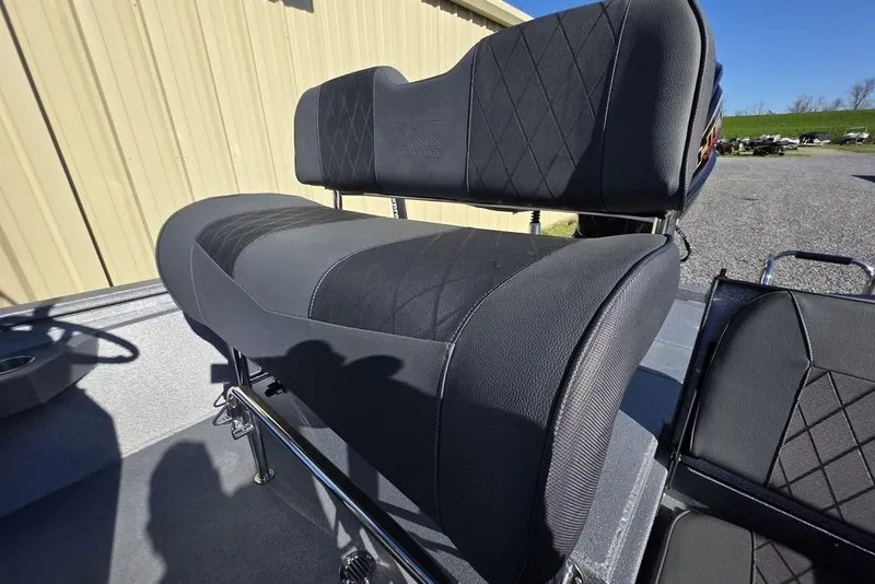 Slide: The Image of 2026 Xpress H24B Bay boat seat with black upholstery and diamond stitching. - 20