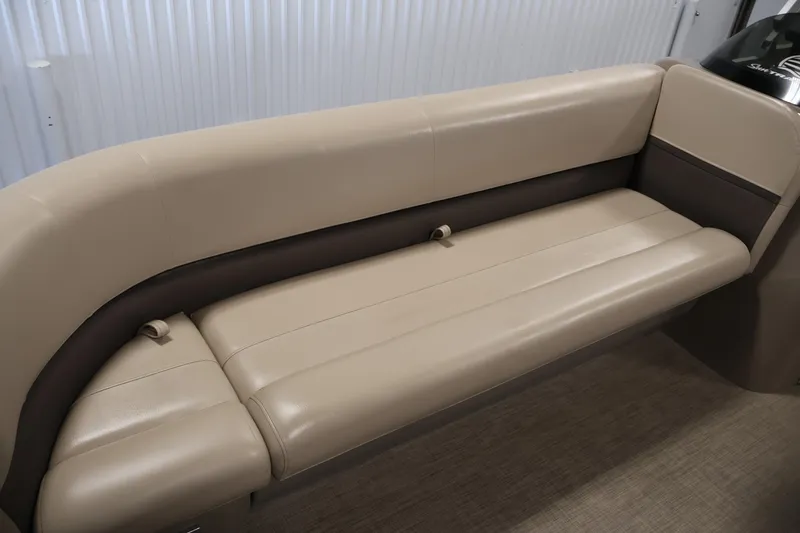 Slide: The Image of 2023 Sun Tracker Party Barge 18 DLX beige seating, luxurious and spacious design. - 15