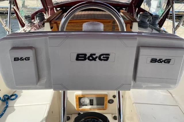 Slide: The Image of B&G navigation system on 1995 Pacific Seacraft Crealock 34 sailboat helm. - 10