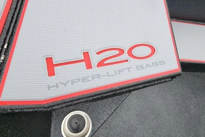 Slide: The Image of 2025 Xpress H20 Bass boat with Hyper-Lift design, featuring sleek red and gray detailing. - 19