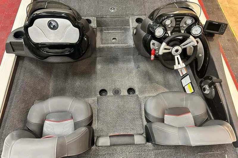 Slide: The Image of 2019 Tracker Pro Team 175 TXW Tournament Edition boat interior with dual seats and control panel. - 3