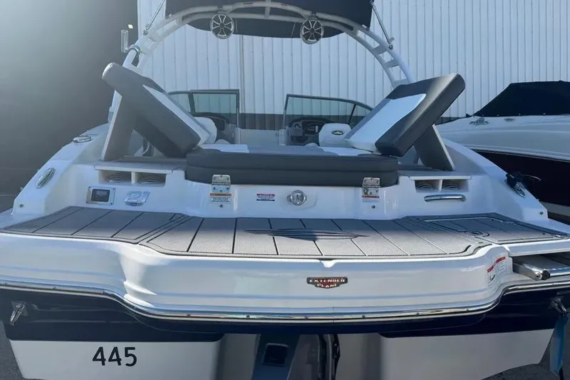 Slide: The Image of 2022 Chapparall 21 SSi boat with extended swim platform and adjustable seating. - 9