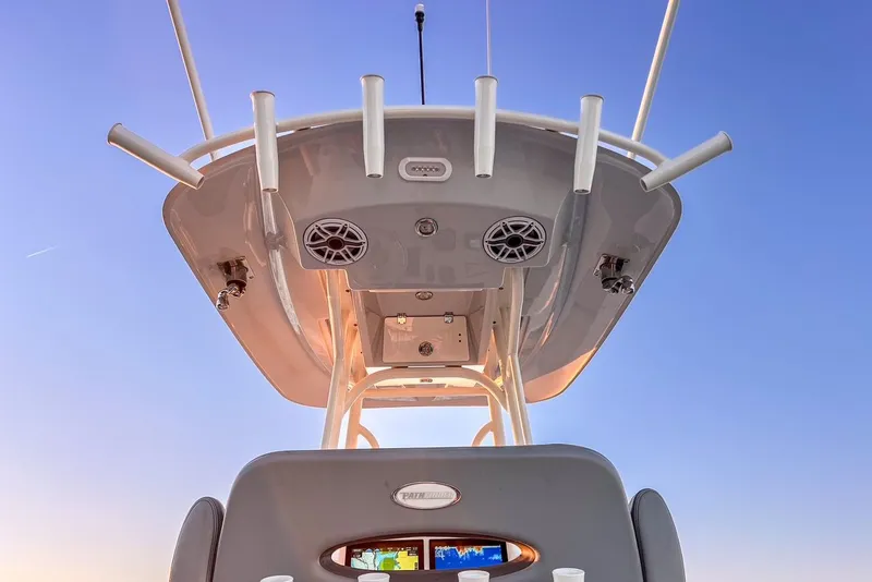 Slide: The Image of 2024 Pathfinder 2600 TRS boat top with speakers and mounts. - 35