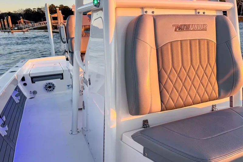 Slide: The Image of 2024 Pathfinder 2600 TRS boat, interior view at sunset. - 39