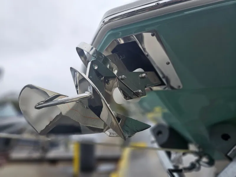 Slide: The Image of Close-up of 2023 Sea Hunt 28 Escape boat propeller in marina setting. - 36