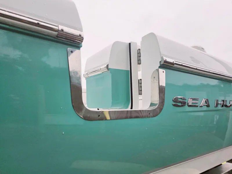 Slide: The Image of 2023 Sea Hunt Escape 28 boat interior with sleek design and modern features. - 8