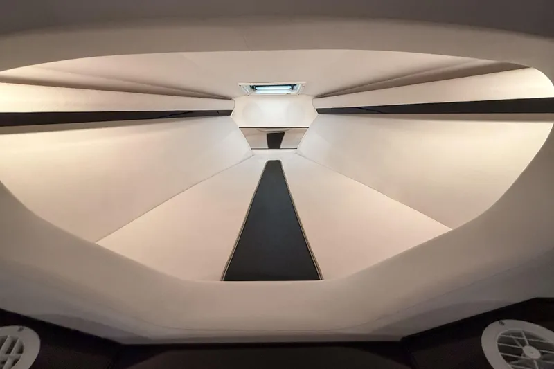 Slide: The Image of Interior cabin of 2002 Donzi 38 ZX boat, featuring sleek, modern design. - 30