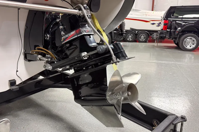 Slide: The Image of 2002 Donzi 38 ZX boat with Mercury Bravo One outdrive and stainless steel propeller. - 5