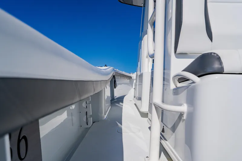 Slide: The Image of 2025 Yellowfin 36 Offshore boat deck with sleek design and modern features. - 33