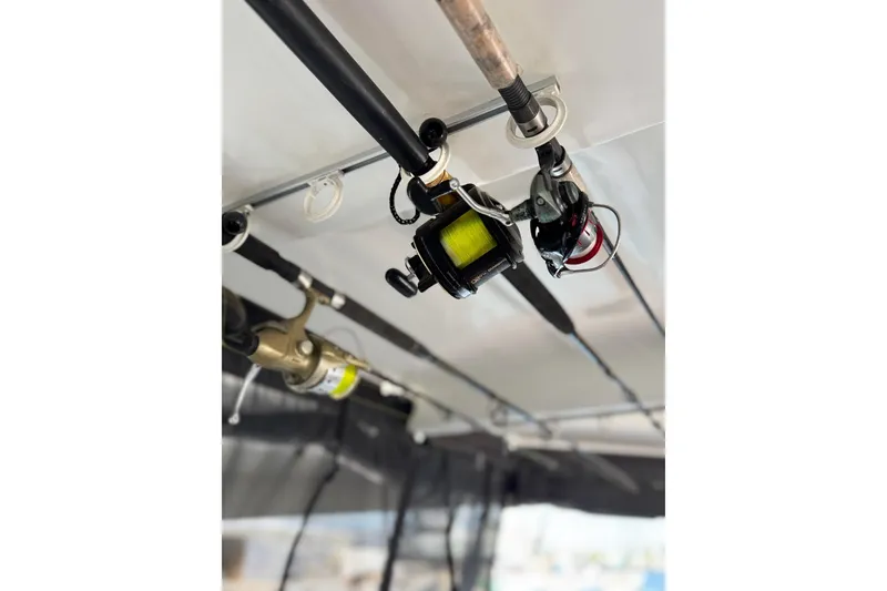 Slide: The Image of Fishing rods mounted on a 2020 Lagoon 46 catamaran, ready for use. - 51