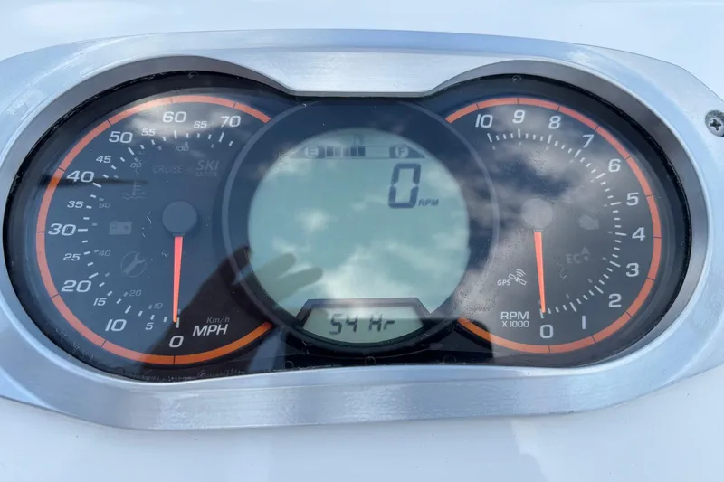 Slide: The Image of Dashboard of 2021 AB Inflatables ABJET 380 showing speedometer and RPM gauge. - 7