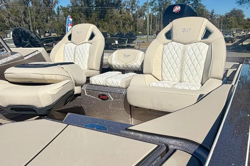 Slide: The Image of Luxurious seating on 2026 Ranger Z520R Ultra boat with diamond-stitched upholstery. - 10