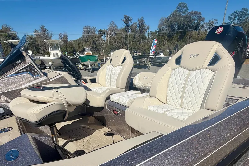 Slide: The Image of 2026 Ranger Z520R Ultra boat interior with luxurious seating and modern design. - 12